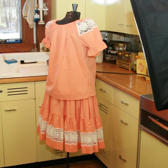 Vintage Square Dancing Skirt and Top Set Western Women's Country Outfit - Picture 4 of 11